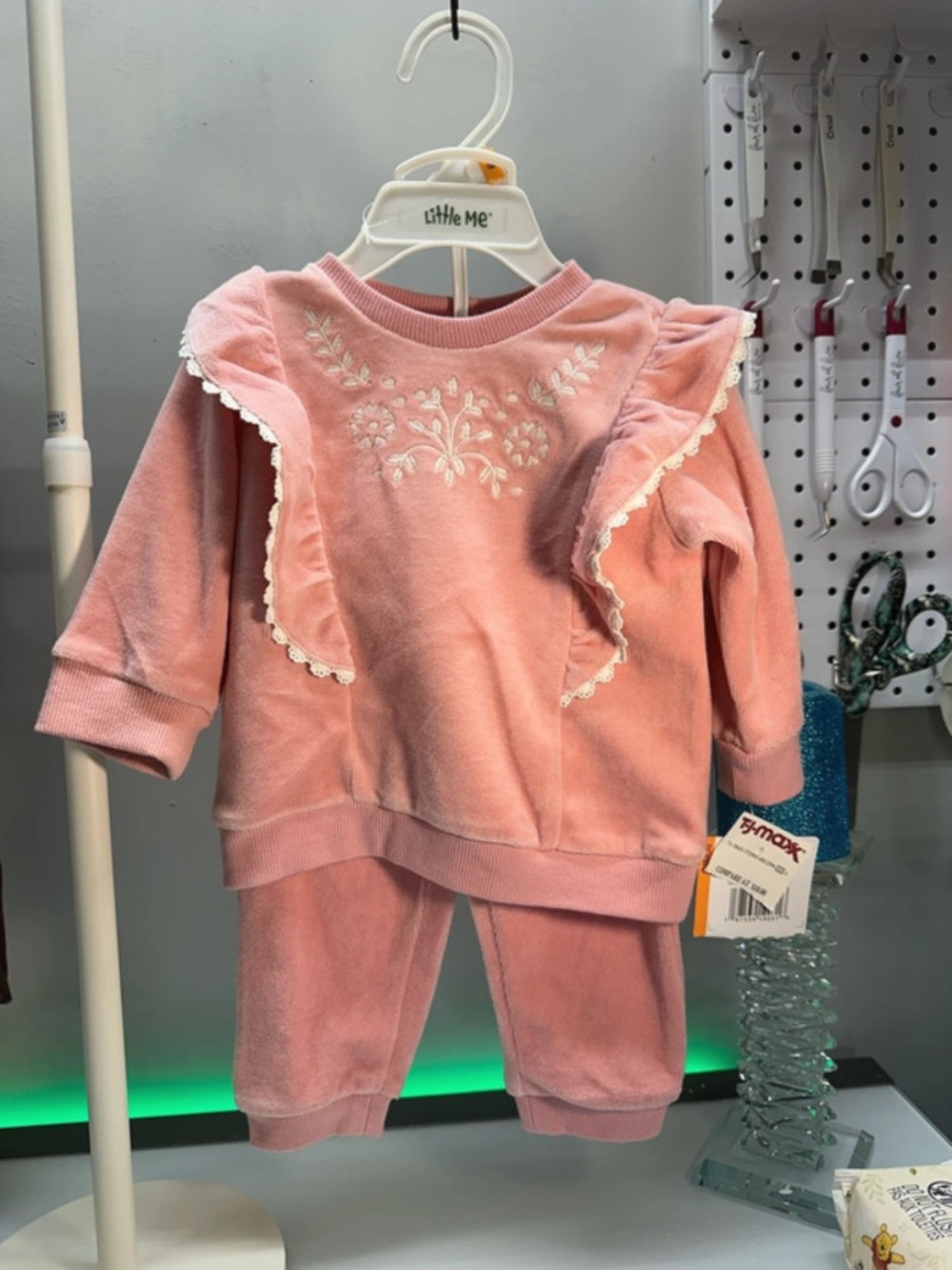 Little Me 2pc Velour Outfit, size 12 months (A16)